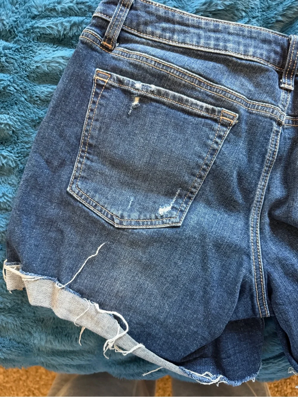 Maurices Women's Distressed Blue Denim Jean Shorts